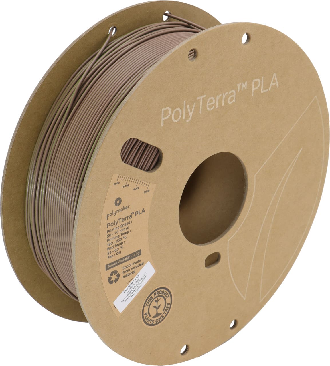 PLA PolyTerra filament Earth Brown 1,75mm Polymaker 1000 g